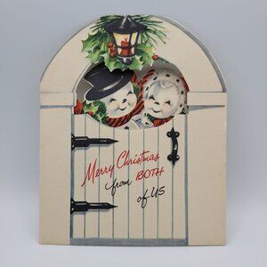 Merry Christmas Both Of Us Snowman Vintage Famous Artists Studios Card